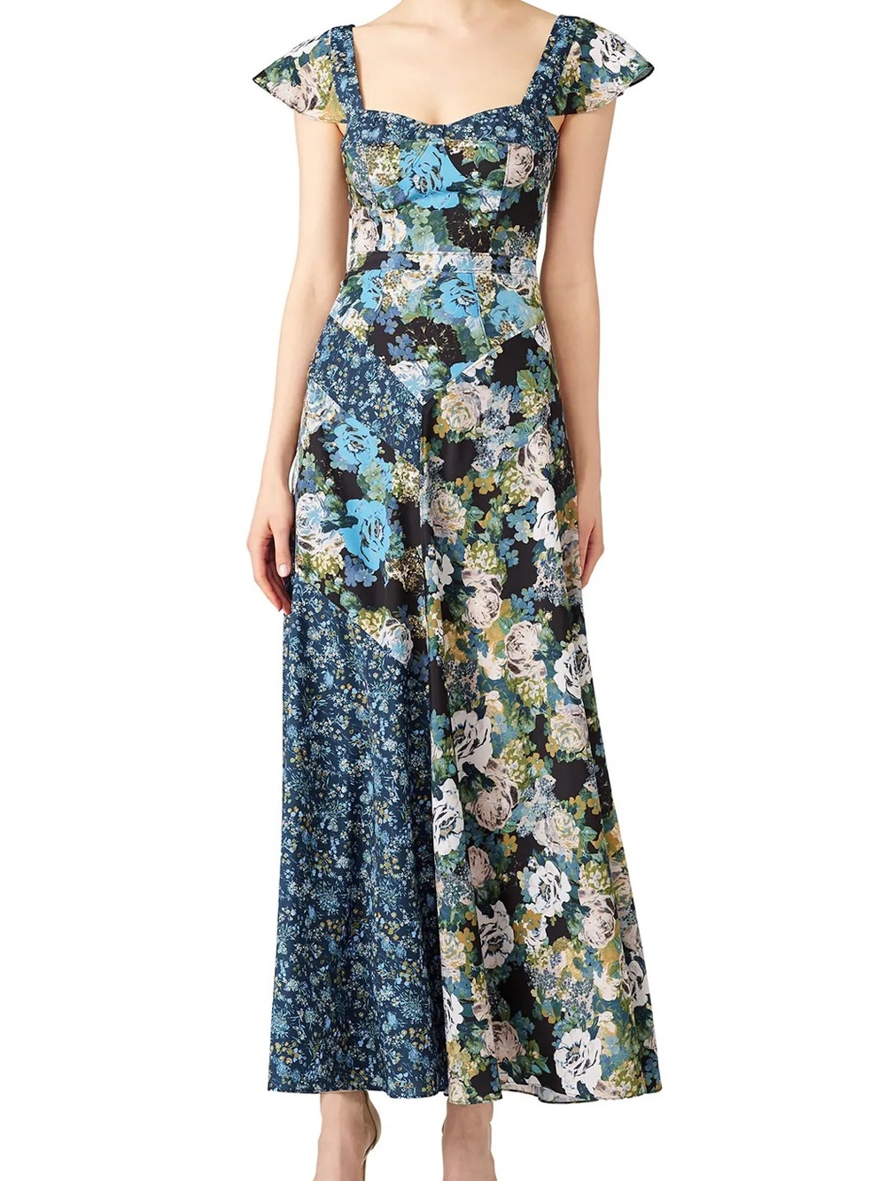 Free People La Fleur Crepe Floral Maxi Dress Sz 0 XS
